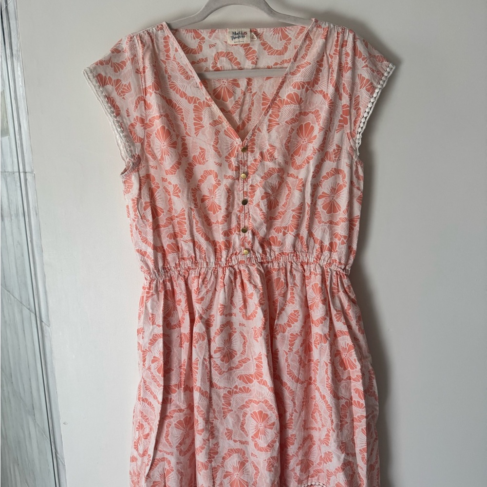 Mata Traders Coral Floral Midi Dress